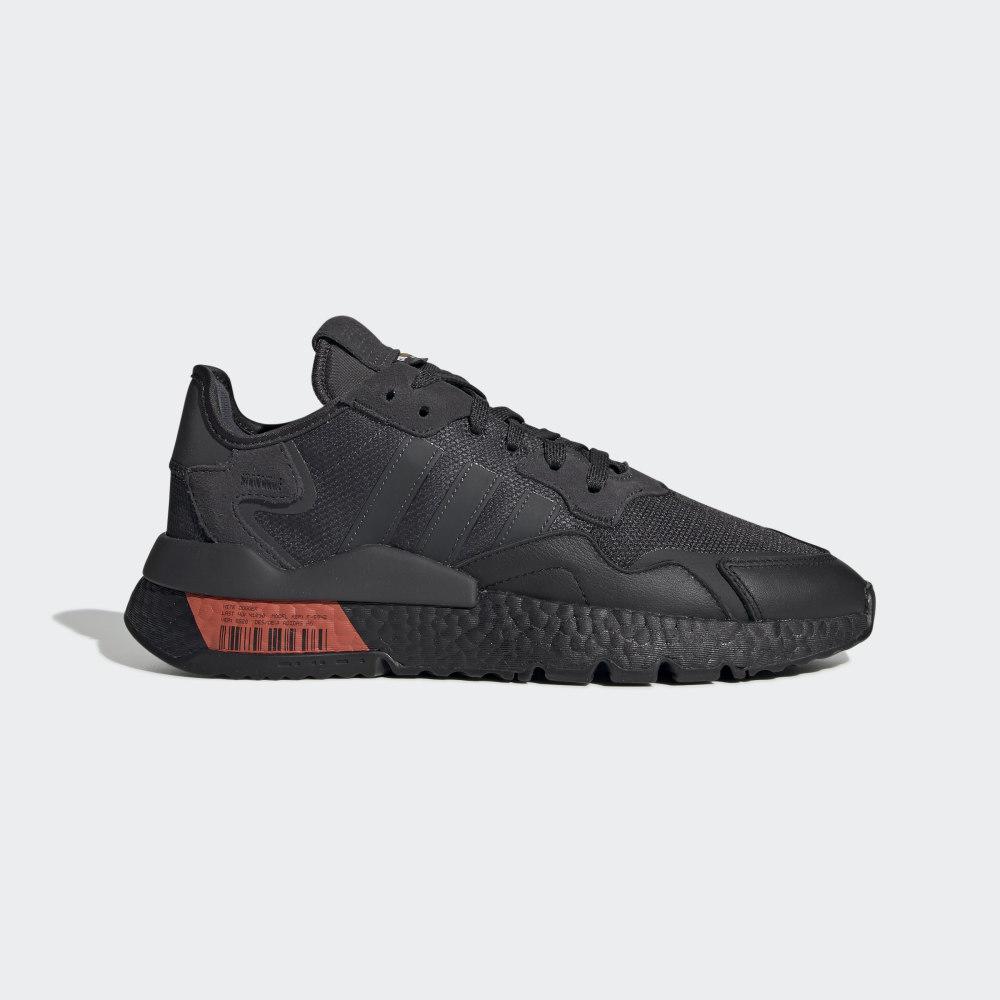 Adidas Nite Jogger Hrvatska - Muške Originals - Crne/Tamno Sive/Crvene (FDTGHV375)